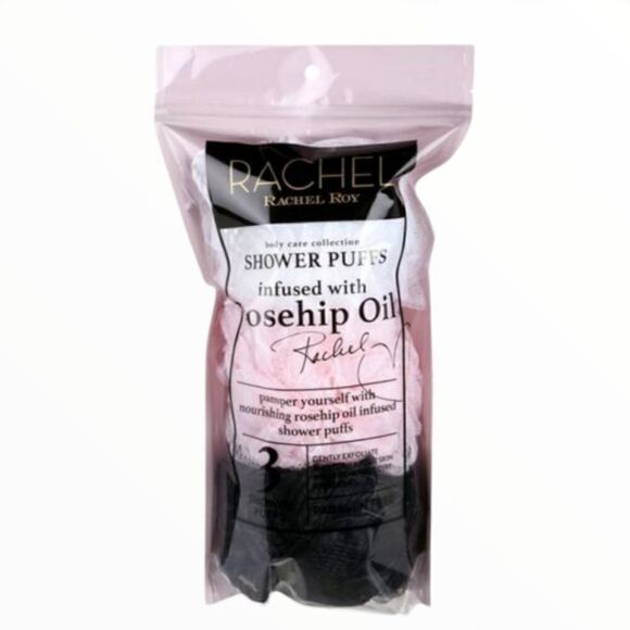 NIP RACHEL ROY ROSEHIP OIL INFUSED PARABEN FREE SHOWER PUFFS 3 PACK - Picture 1 of 2